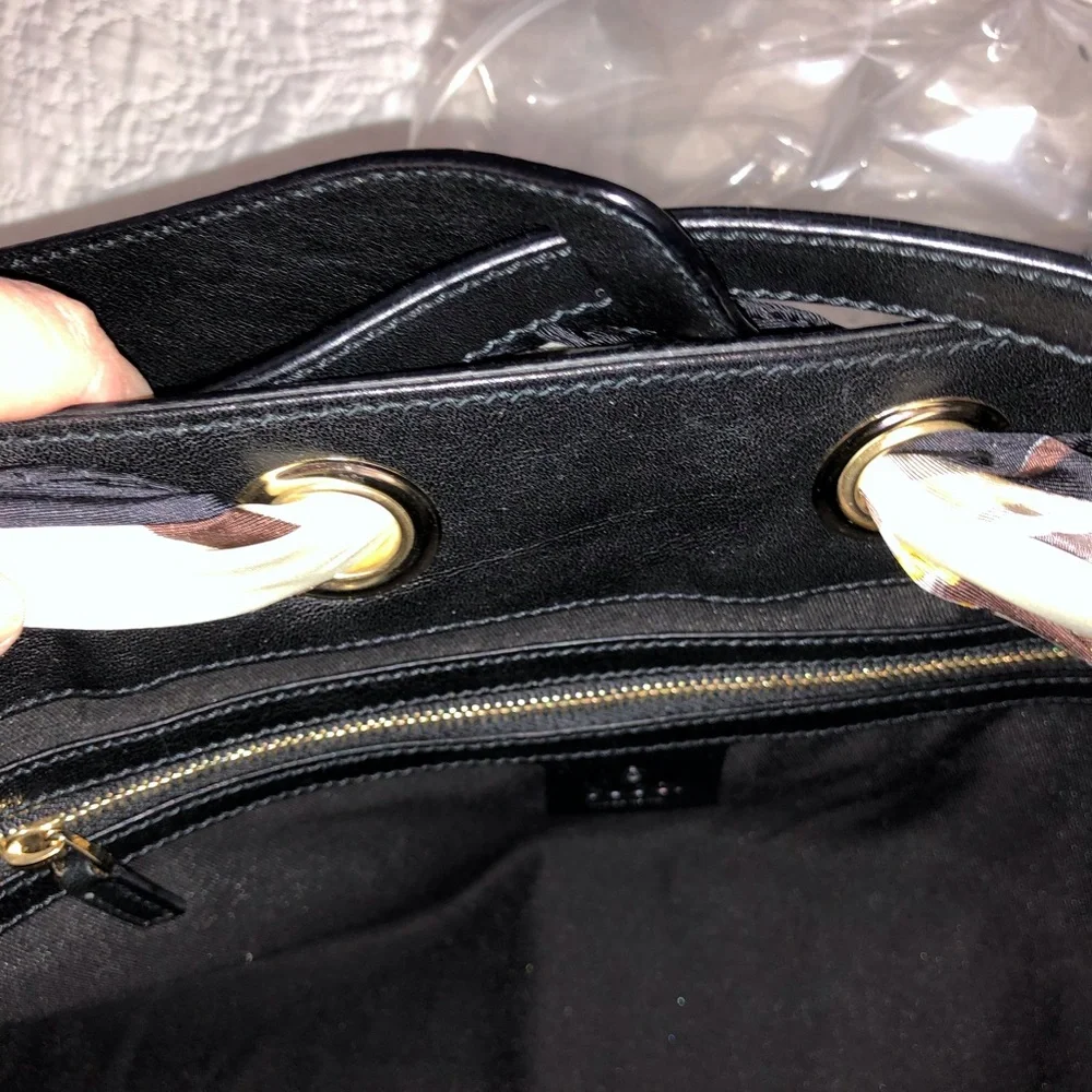 Gucci Scarf Trim Black Canvas Bag - Picture 6 of 12